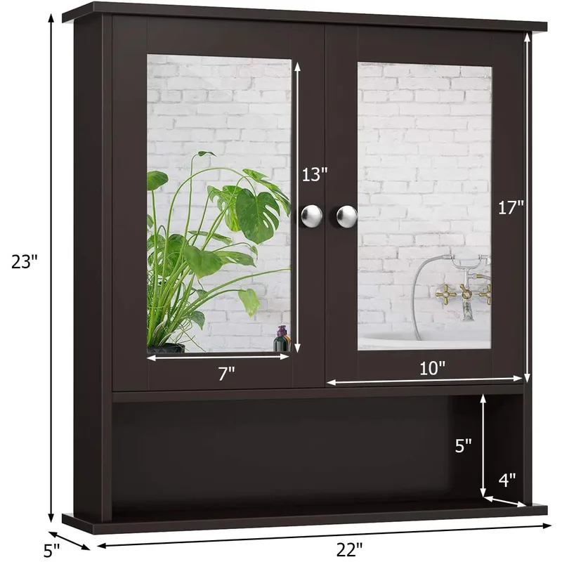 Grey Wall-Mounted Bathroom Mirror Cabinet with Shelf – photo 3
