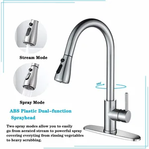 Brushed Pull-Down Kitchen Tap Sprayer with Black Hose – photo 3