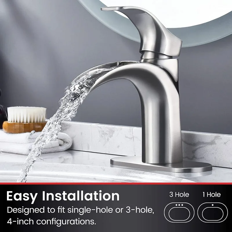 Brushed Tall Vessel Basin Mixer with Curved Spout – photo 4