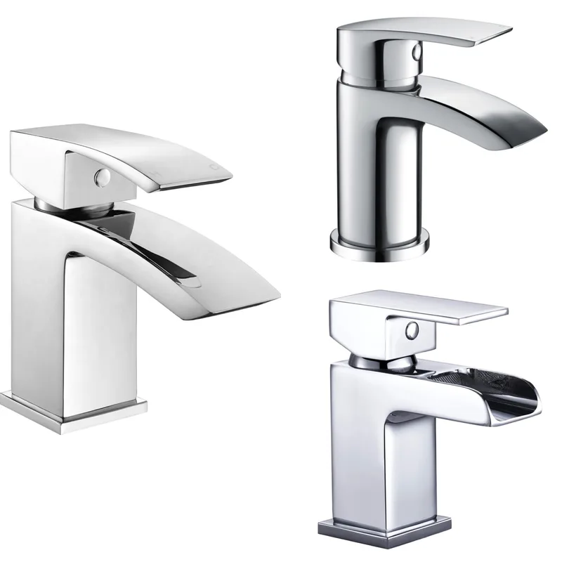 Chrome Waterfall Basin Mixer with Curved Lever – photo 3