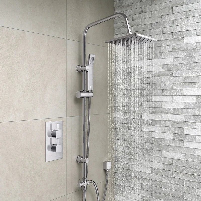 Exposed Shower Column with Square Rain Head and Hand Shower – photo 2