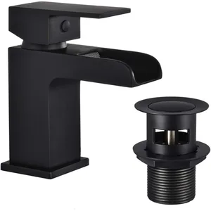 Chrome Square Waterfall Basin Mixer with Flat Lever – photo 4
