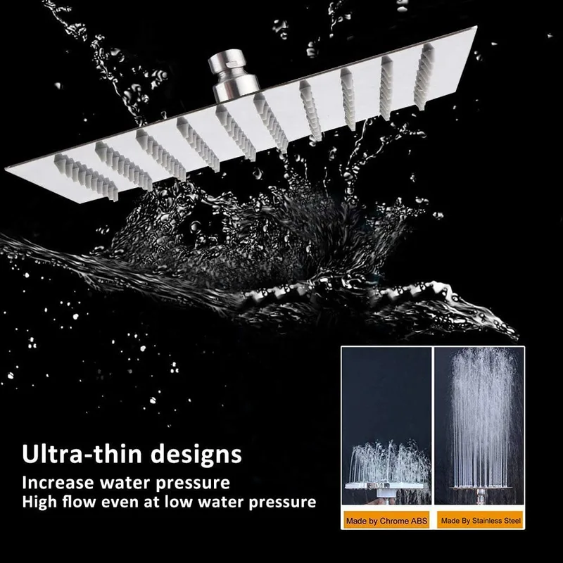 Square Rainfall Shower Head with Silicone Nozzles – photo 4