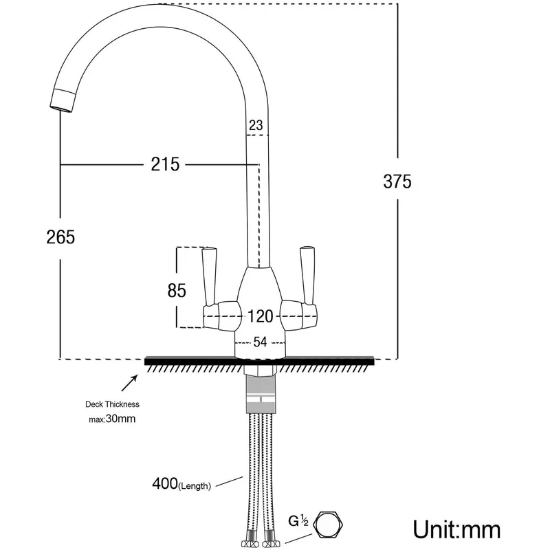Chrome Two-Lever Swan-Neck Kitchen Mixer Tap – photo 3