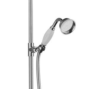 Traditional Chrome Exposed Shower Valve with Rigid Riser and Cross Handles – photo 2