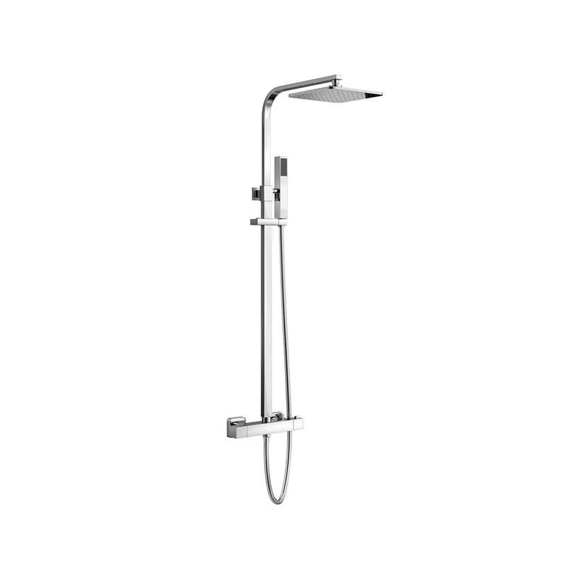 Chrome Exposed Bar Shower with Square Rain Head – Slim Square Riser – photo 3