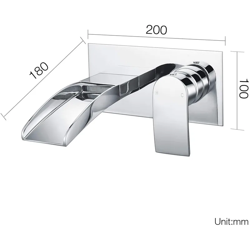 Waterfall Spout Water Tap – Wall-Mounted Single Lever – photo 4