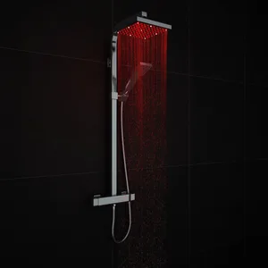 LED Shower Column with Square Rain Head and Hand Shower