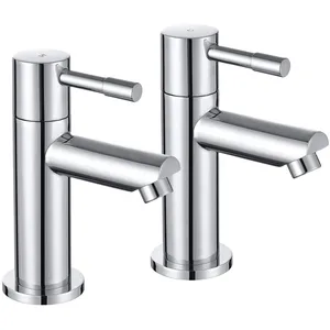 Chrome Round Modern Basin Pillar Taps (Pair)