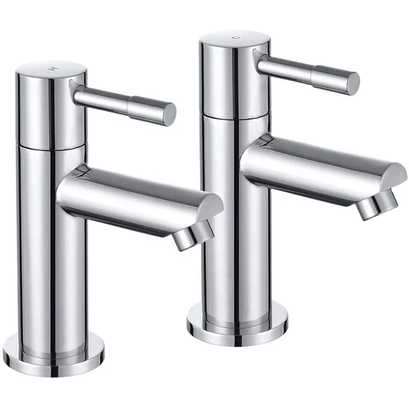 Chrome Round Modern Basin Pillar Taps (Pair)