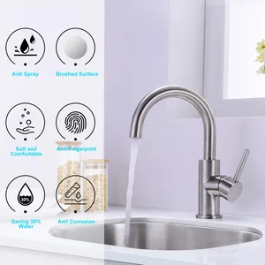 Brushed Gooseneck Bar and Prep Sink Faucet, Single Lever – photo 3