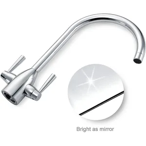 Chrome Two-Lever Swan-Neck Kitchen Mixer Tap – photo 2