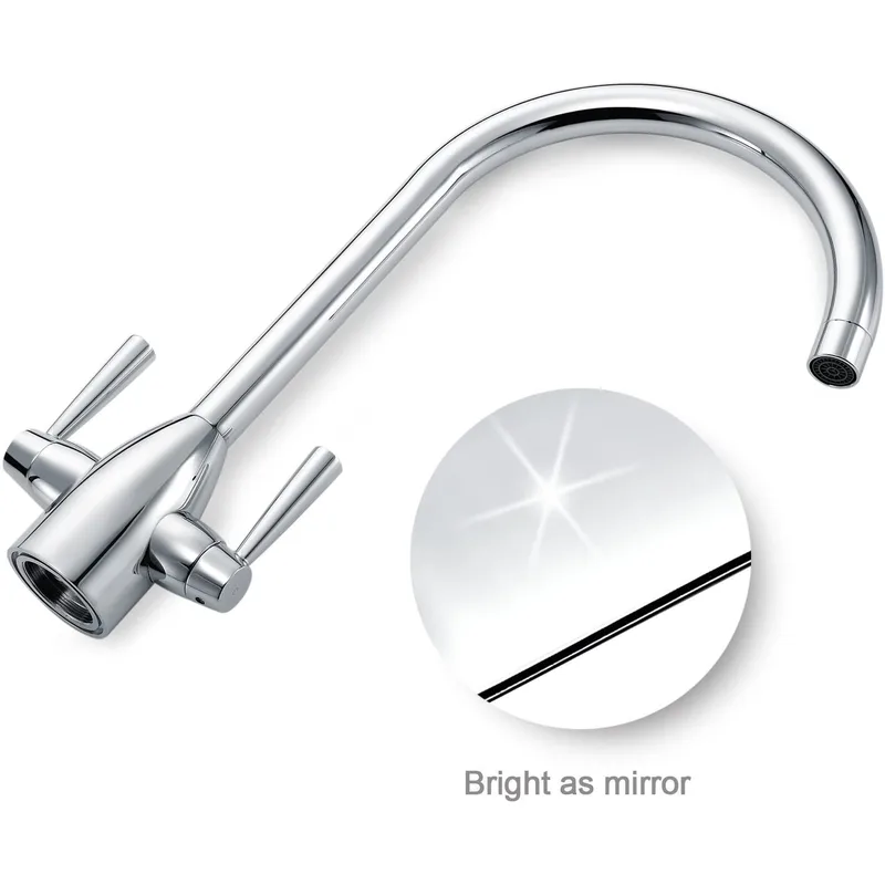 Chrome Two-Lever Swan-Neck Kitchen Mixer Tap – photo 2
