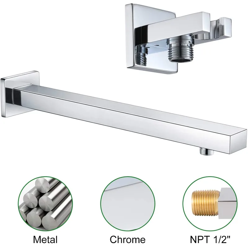 Chrome Concealed Shower System with Square Rain Head and Hand Shower – photo 4