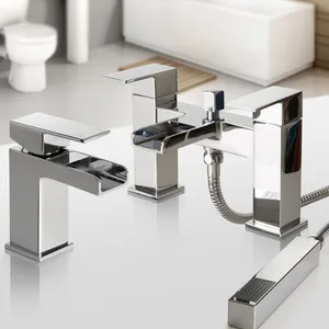 Square Waterfall Bath Shower Mixer with Hand Shower