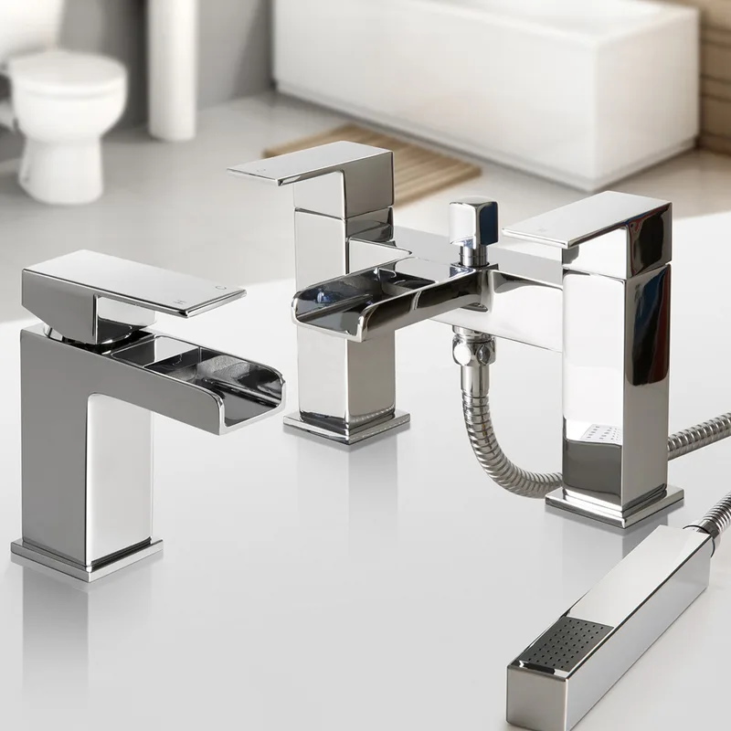 Square Waterfall Bath Shower Mixer with Hand Shower