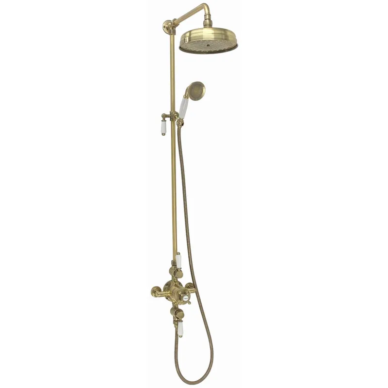 Traditional Chrome Exposed Shower System with Round Rain Head and Hand Shower – photo 4