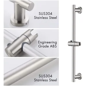 Brushed Stainless Steel Shower Slide Bar Kit with Hand Shower and Hose – photo 2