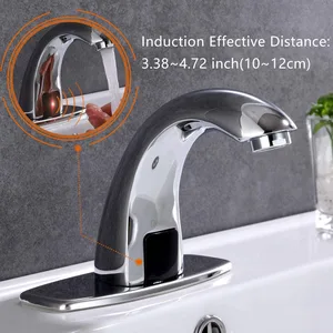 Chrome Touchless Sensor Basin Faucet with Deck Plate