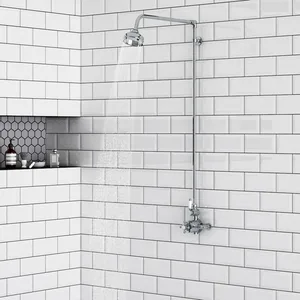 Traditional Chrome Rigid Riser Shower with Round Rain Head