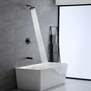 Matte Black Concealed Shower with Round Rain Head and Bath Spout
