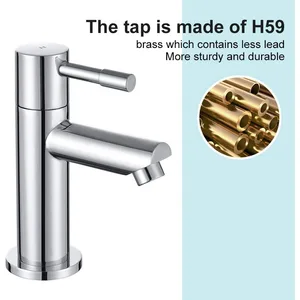 Chrome Round Modern Basin Pillar Taps (Pair) – photo 2