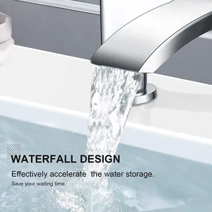 Deck-Mounted Waterfall Bath Filler with Single Lever