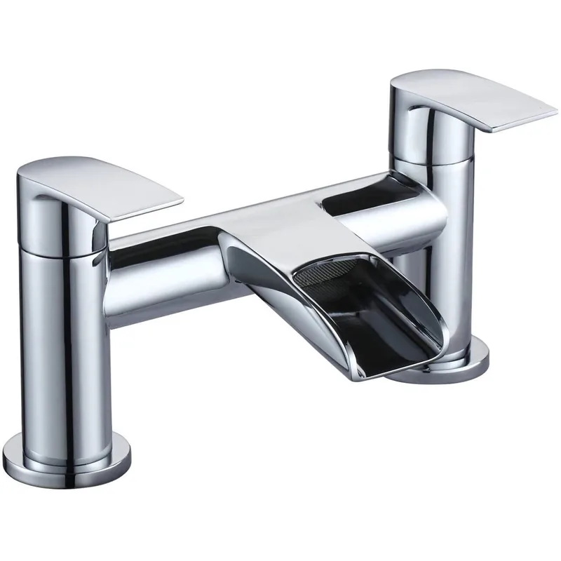 Chrome Waterfall Bath Filler Tap, Deck-Mounted, Two-Handle