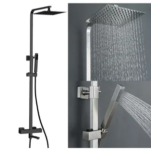 Square Exposed Shower System with Rain Head, Hand Shower and Bath Spout – photo 2