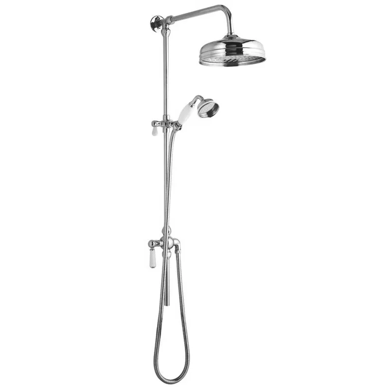 Traditional Chrome Rigid Riser Shower Kit with Rain Head and Hand Shower – photo 3