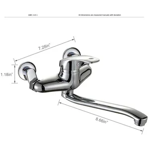 Chrome Wall-Mounted Single-Lever Kitchen Mixer with Long Spout – photo 3