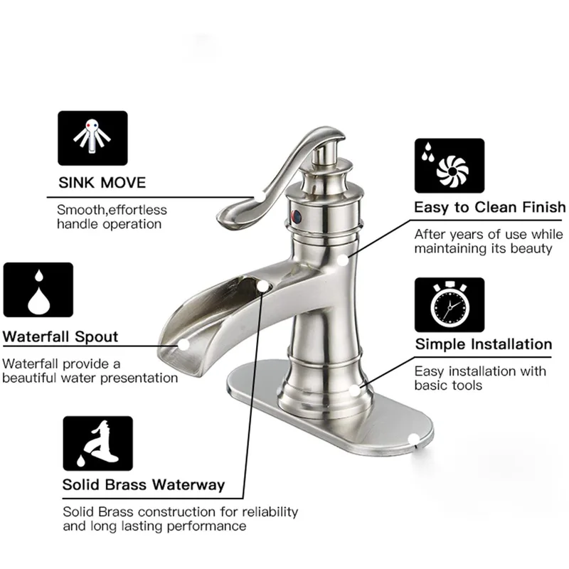 Oil-Rubbed Bronze Vintage Waterfall Basin Faucet with Deck Plate – photo 2