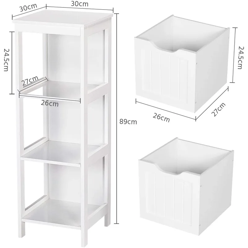 White Freestanding Bathroom Floor Cabinet with Two Drawers – photo 2