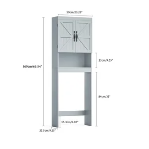 Over-the-Toilet Bathroom Storage Cabinet with Barn-Style Doors – photo 2