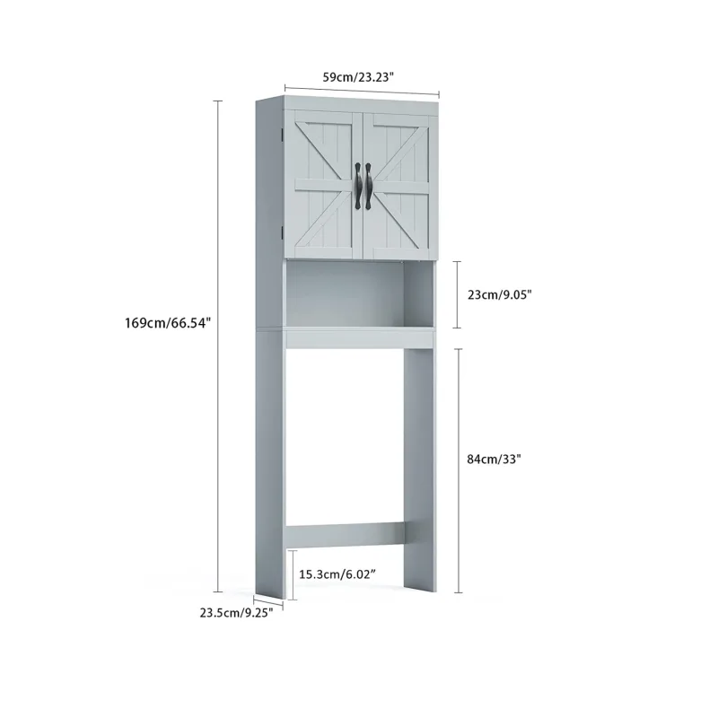 Over-the-Toilet Bathroom Storage Cabinet with Barn-Style Doors – photo 2